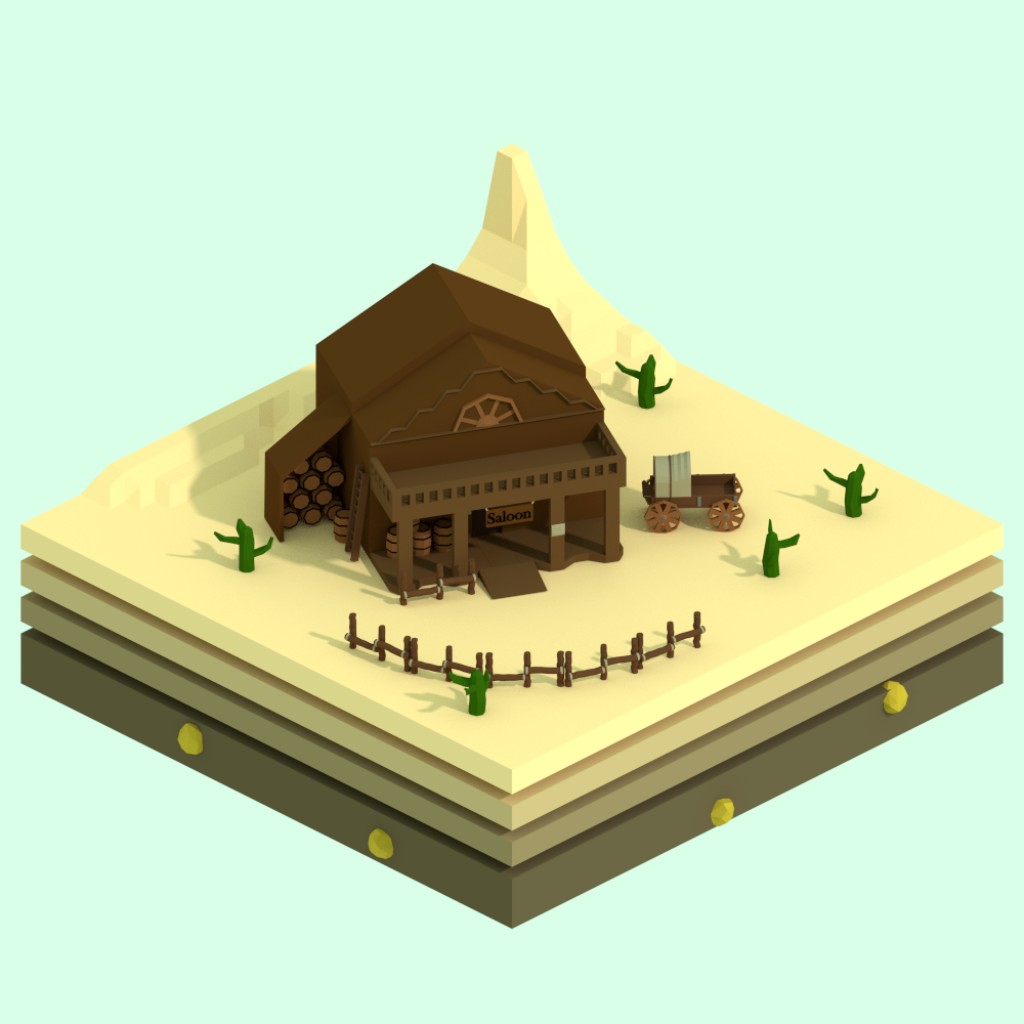 Western Low-Poly Isometric preview image 1